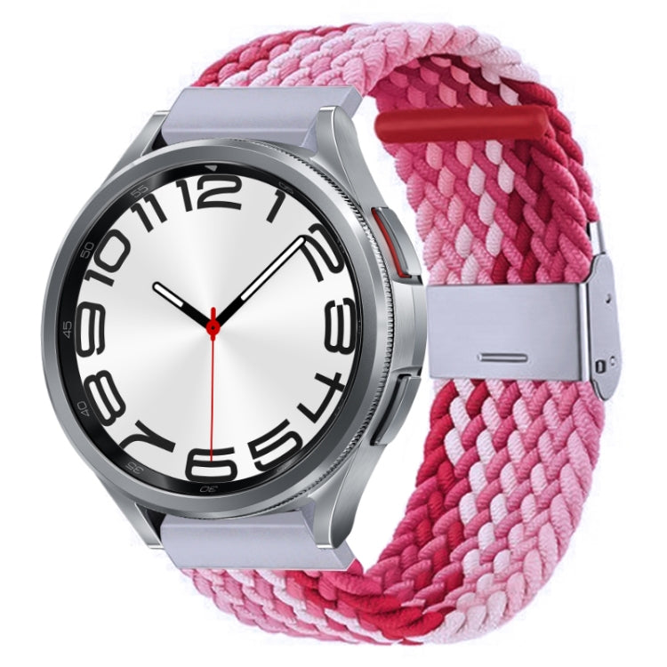 Braided nylon watch band with metal buckle, pink braided knit