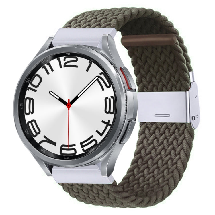 Nylon braided watch band with metal buckle, dark olive green