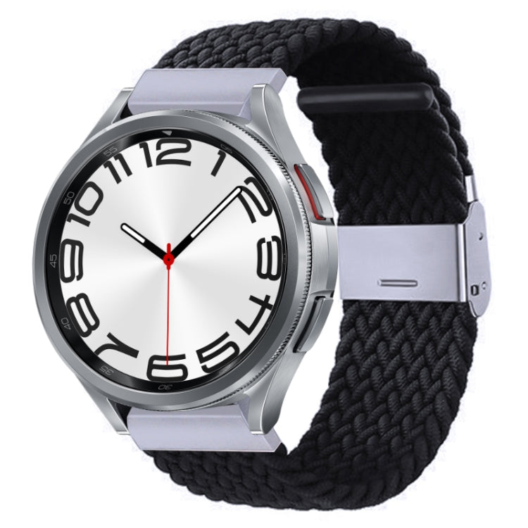 Nylon braided watch band with metal buckle, black