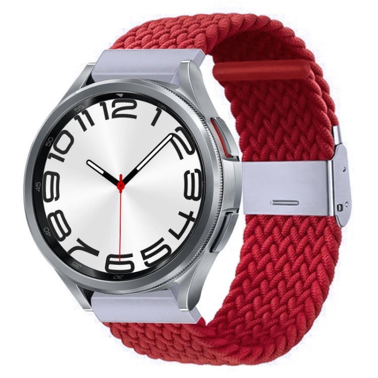 Nylon braided watch band with metal buckle, red