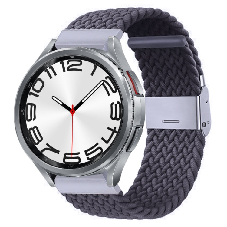 Nylon braided watch band with metal buckle, charcoal gray