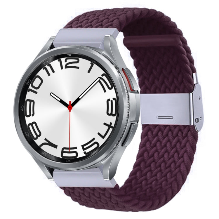 Nylon braided watch band with metal buckle, dark purple