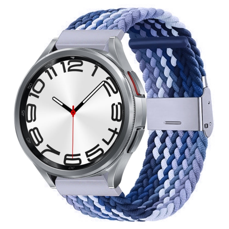 Nylon braided watch band with metal buckle, blue