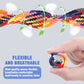 Multicolor braided nylon watch band with silver metal buckle clasp, held by hand.