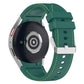 Dark green leather silicone watch band with lime stitching, shown from back