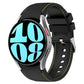Leather silicone watch band in dark gray/black with neon green stitching and buckle