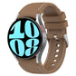 Leather silicone watch band in brown with tan stitching and metal clasp