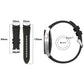 Leather silicone watch band with sizing diagram and dimensions for strap width and length