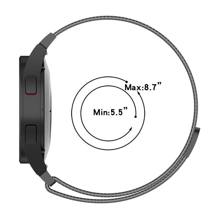 Magnetic metal watch band, adjustable fit (Min 5.5 in, Max 8.7 in), black