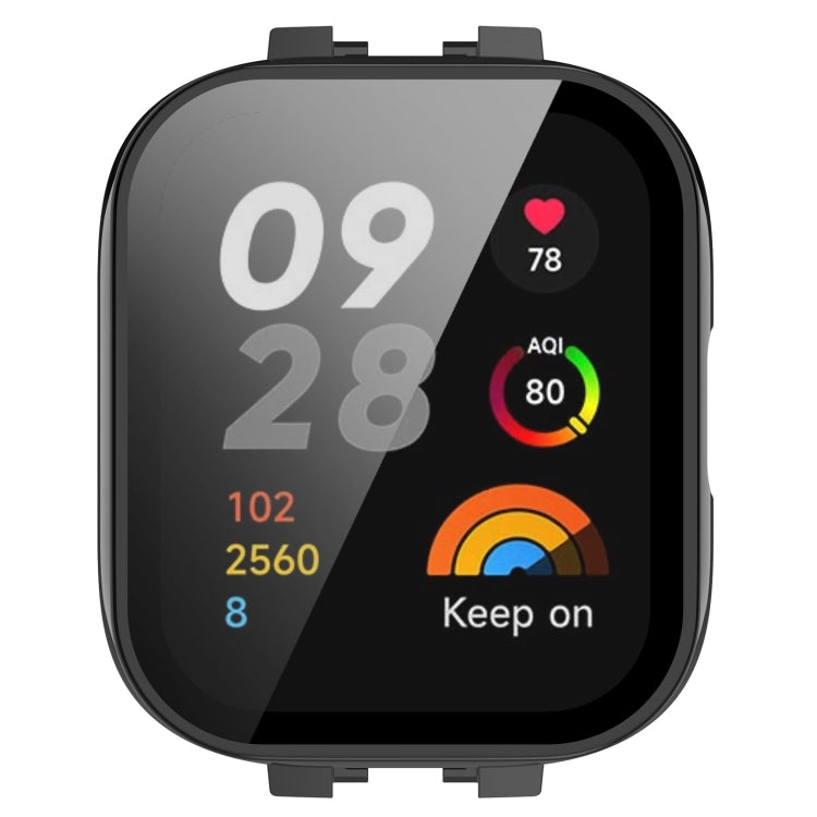 Black integrated watch case with tempered film front screen cover