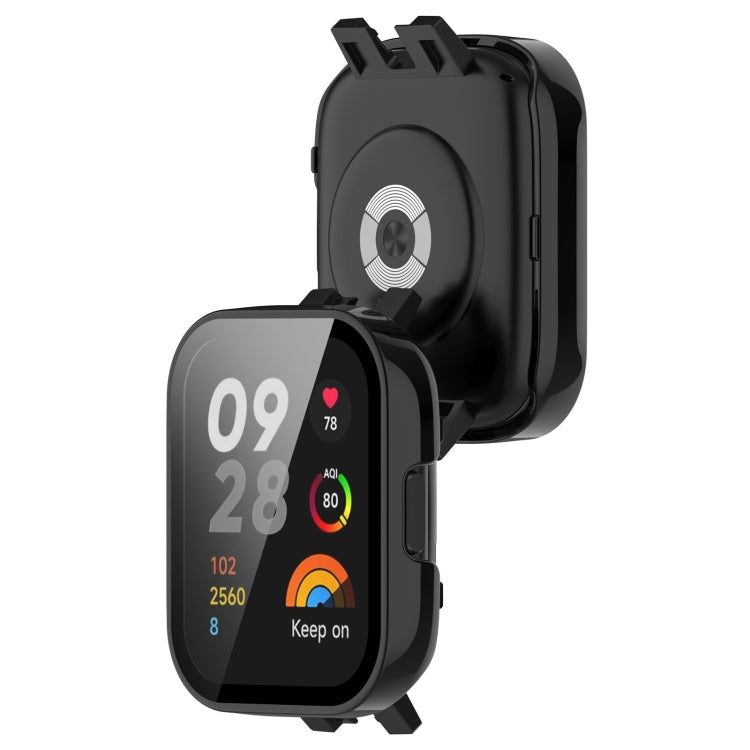 Black integrated watch case with tempered film and raised screen protection