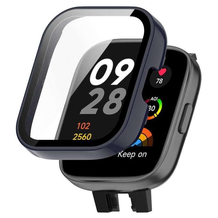Ink blue integrated watch case with tempered film protector for smartwatch screen