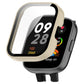 Beige smartwatch protective case with integrated tempered glass screen cover, front view.