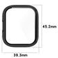 Black tempered glass screen cover case, with 39.3 x 45.2 mm size outline.