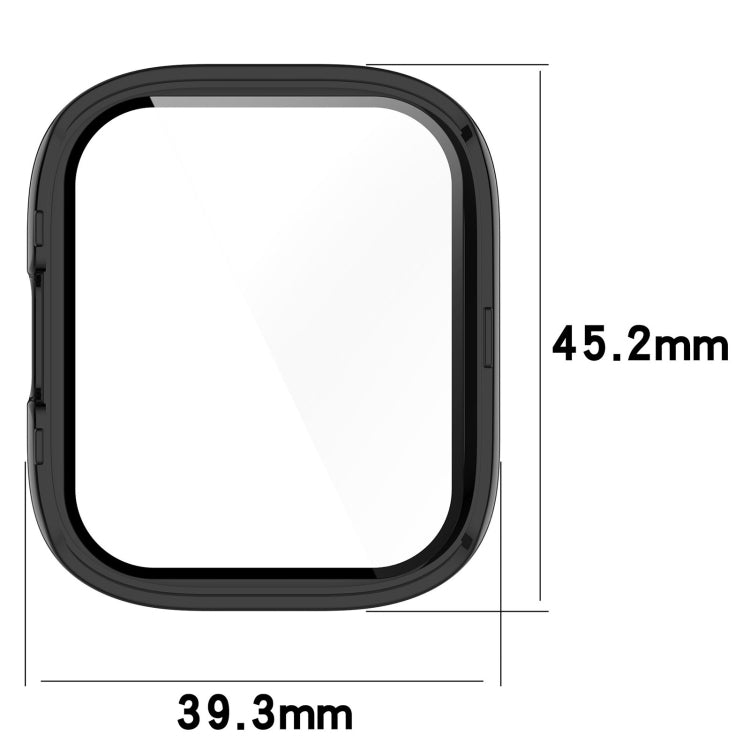 Black tempered glass screen cover case, with 39.3 x 45.2 mm size outline.