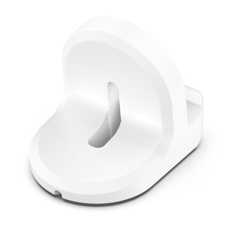 White silicone charging bracket with circular dock cradle and stable base