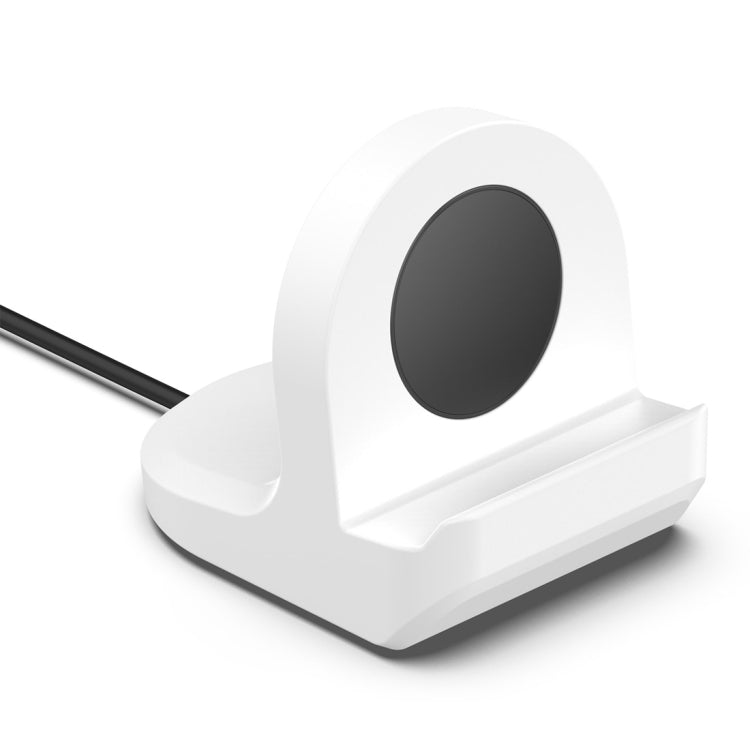 White silicone charging bracket with oval dock and side charging cable