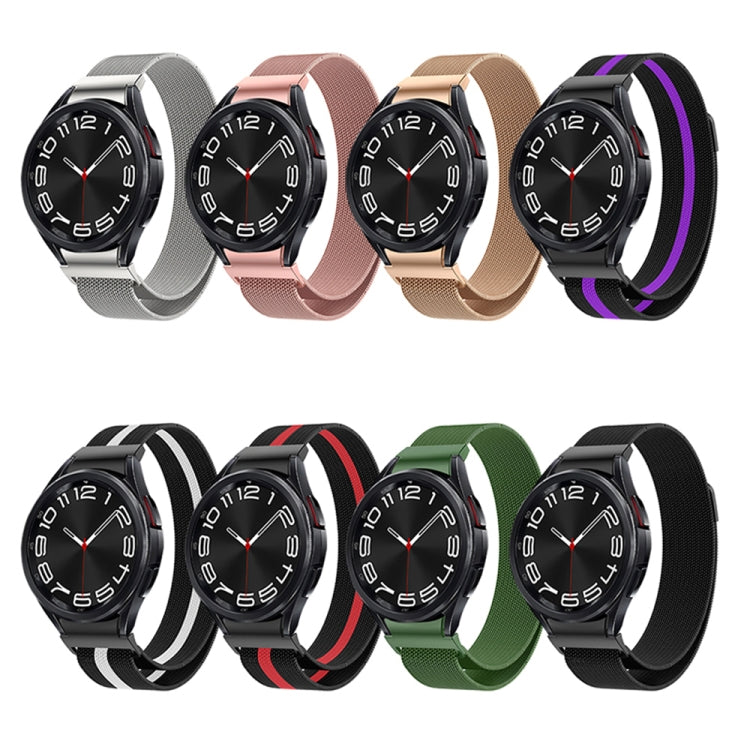 Milanese metal watch bands color lineup with multiple mesh straps and watch faces