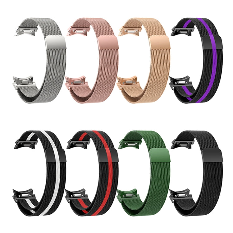 Milanese metal watch bands color lineup with multiple mesh straps and metal clasps