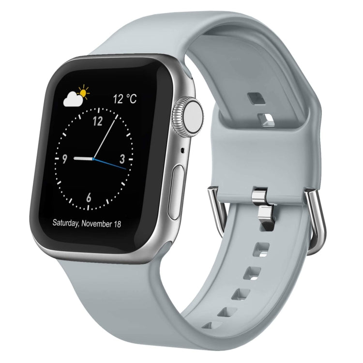 Silicone watch band with pin buckle, light gray, for Apple Watch