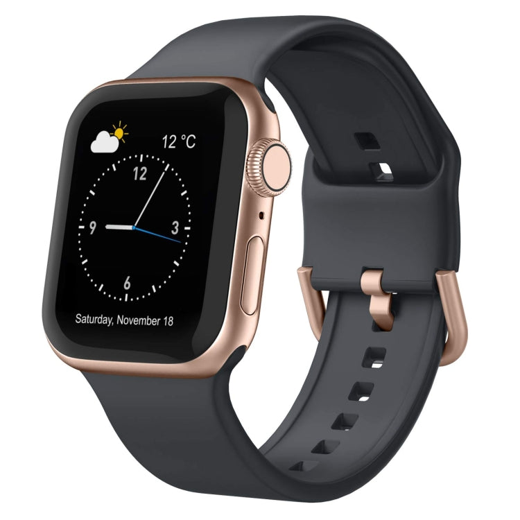 Silicone watch band with pin buckle, black, for Apple Watch