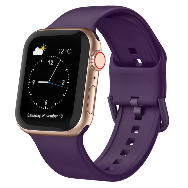 Silicone watch band with pin buckle, purple, for Apple Watch