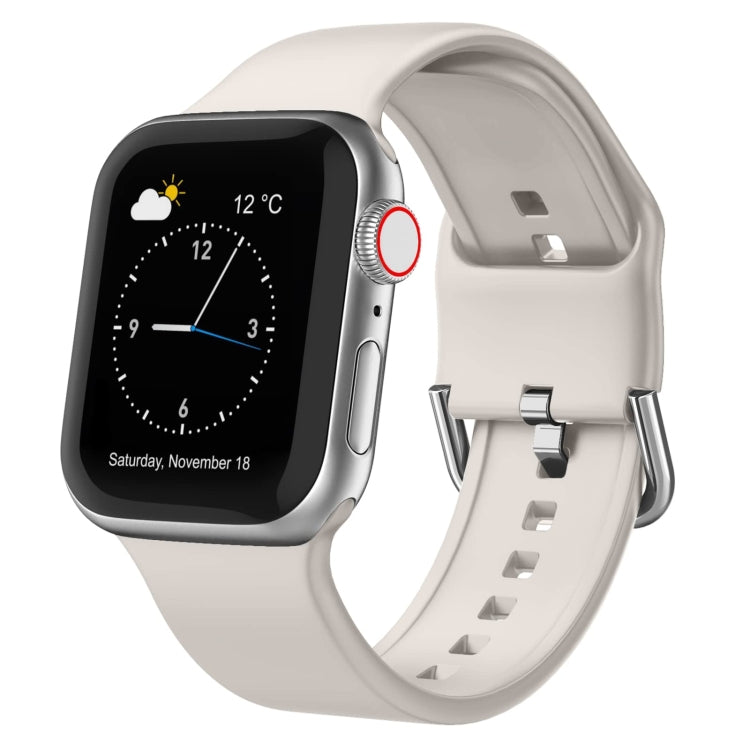 Silicone watch band with pin buckle, light gray, for Apple Watch