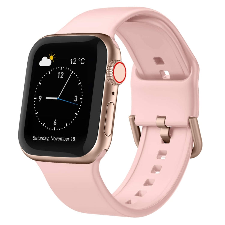 Silicone watch band with pin buckle in light pink, flexible strap with holes