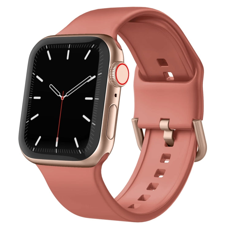 Rust red silicone watch band with pin buckle for Apple Watch Series 7/SE