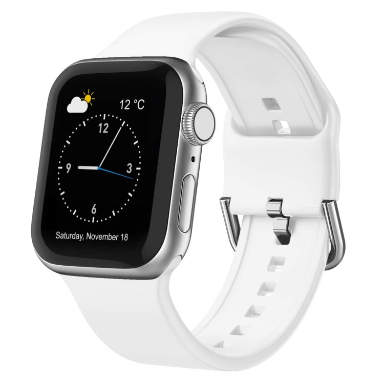 White silicone watch band with pin buckle and holes for Apple Watch 38mm