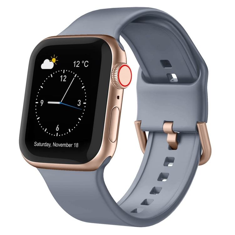 Light blue-gray silicone watch band with pin buckle, for Apple Watch 38mm
