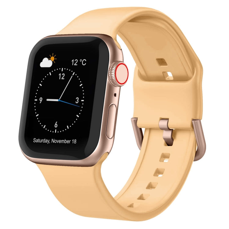 Light gold silicone watch band with pin buckle, for Apple Watch 38mm