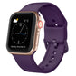 Lavender purple silicone Apple Watch pin buckle band with perforated strap and clasp.