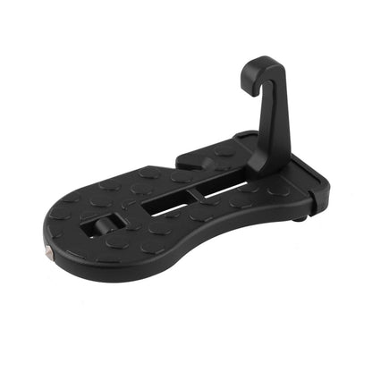 Black foldable mini foot pedal step hook with anti-slip tread and support hook