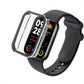 Black fitness tracker protective case with integrated tempered film and screen protector