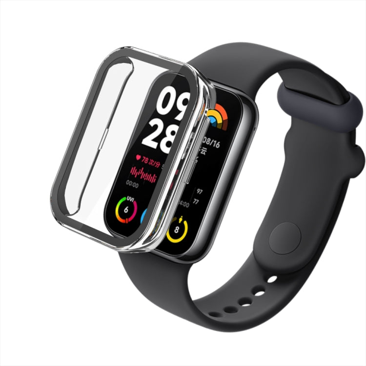 Black fitness tracker protective case with integrated tempered film and screen protector