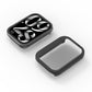 Black PC watch protective case with integrated tempered film, clear front screen cover