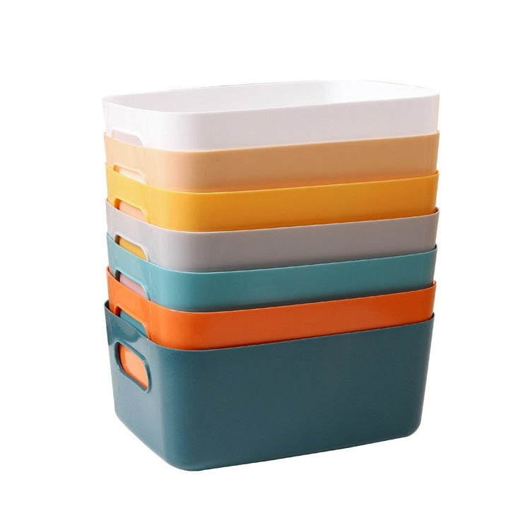 Set of 5 stackable plastic storage baskets with side handles in pastel colors