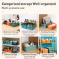Assorted colored storage baskets with handles shown for multi-room organization