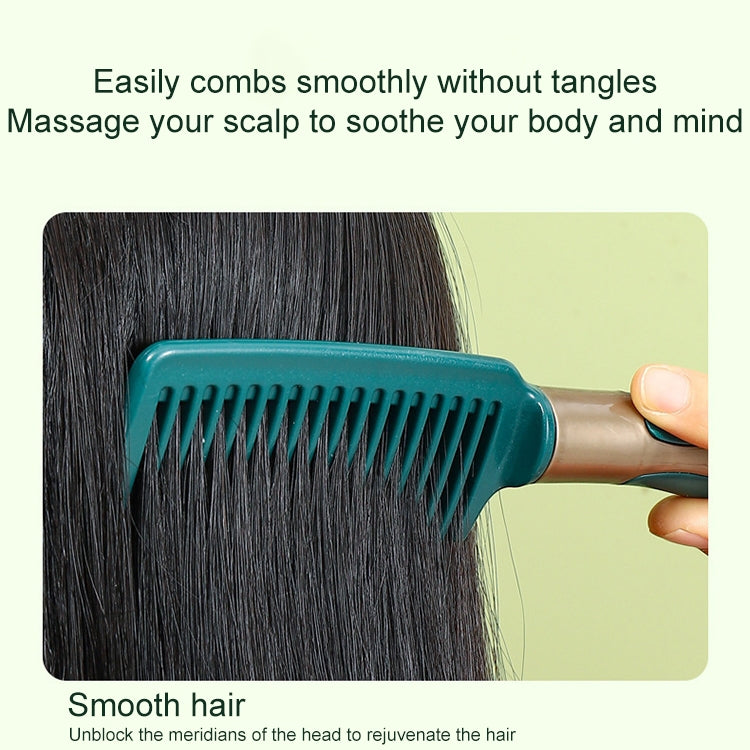 Curly hair detangling comb with teal massage teeth smoothing hair