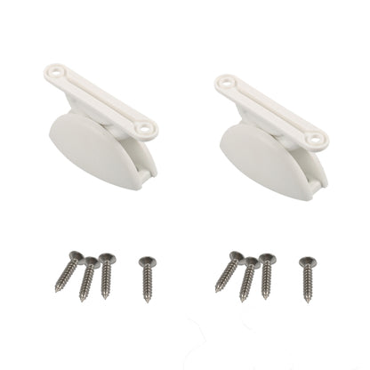 RV hatch semicircular retainer kit with two white brackets and four screws