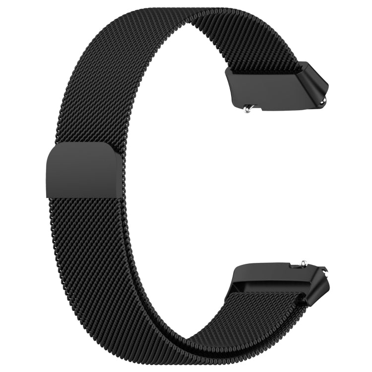 Black metal mesh watch band with adjustable clasp and connector links