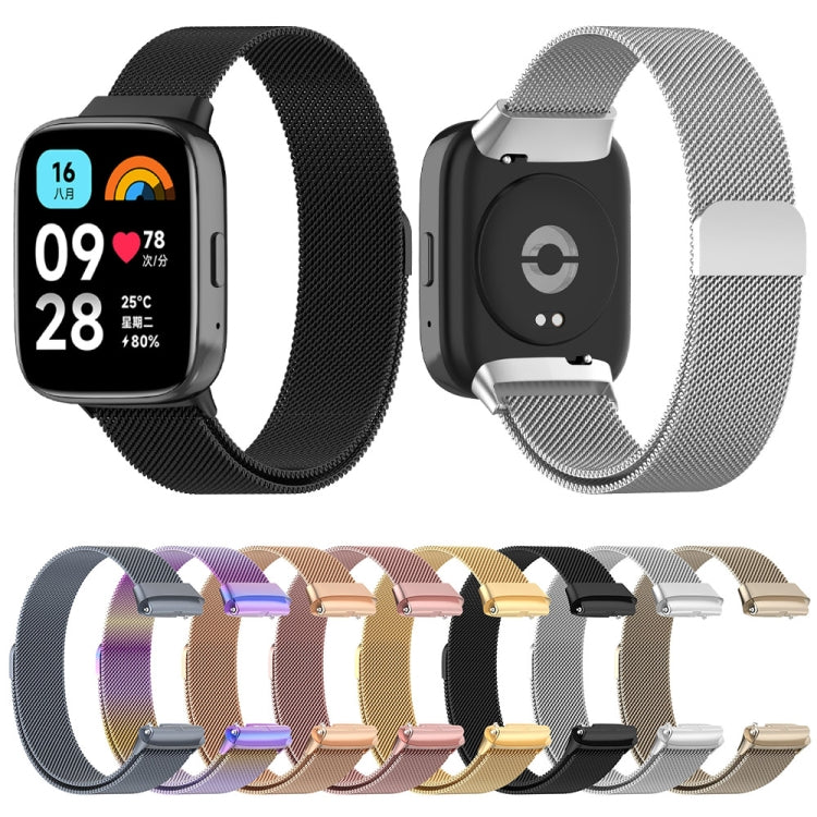 Milan metal watch band set: black and silver mesh straps with watch connector