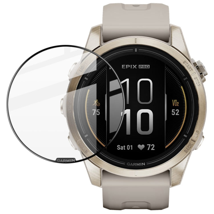 Round transparent watch screen protective film on gray smartwatch display