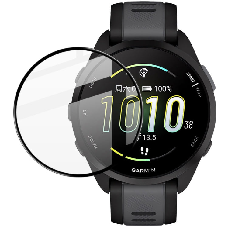 Round transparent watch screen protective film on black smartwatch display