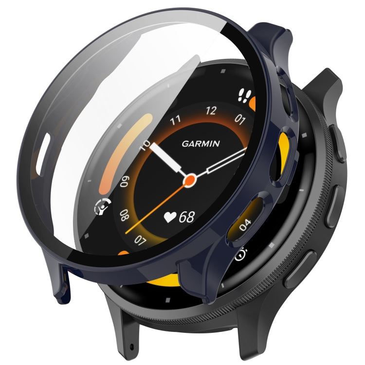 PC and tempered glass watch case with clear screen cover in dark blue