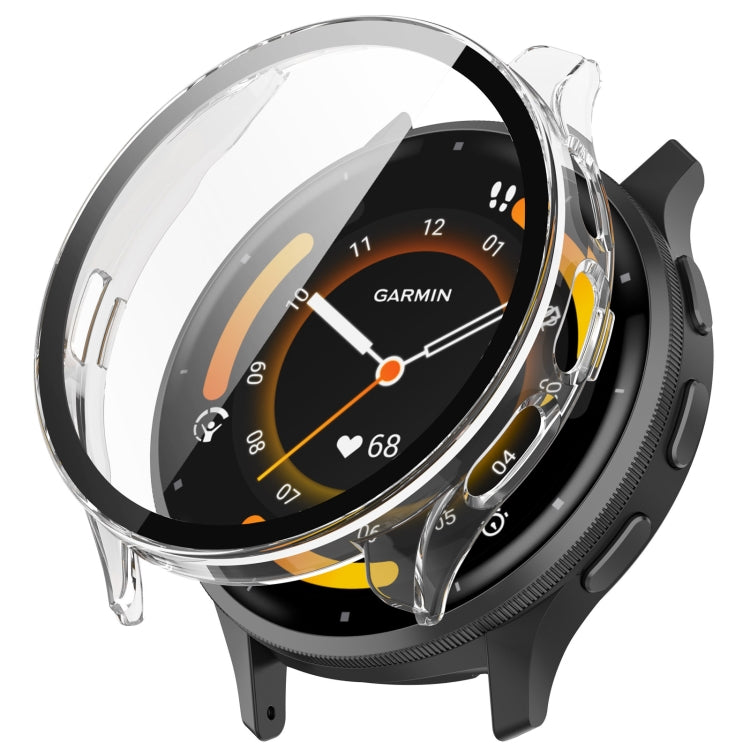 Black PC watch case with integrated tempered glass film and clear front cover