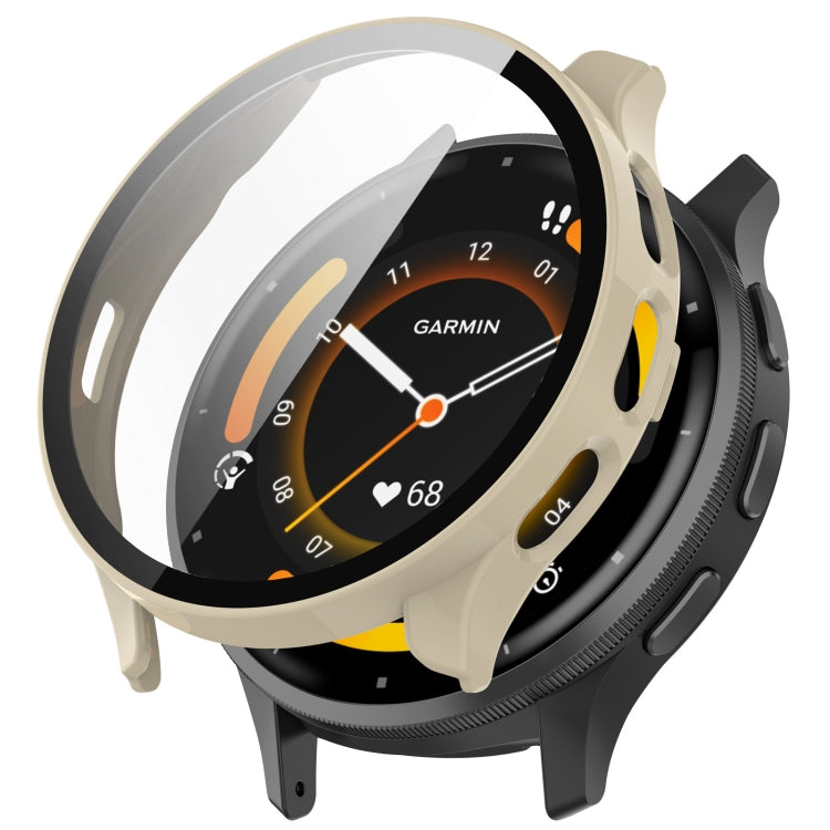 PC and tempered glass watch case with clear screen cover in ivory white