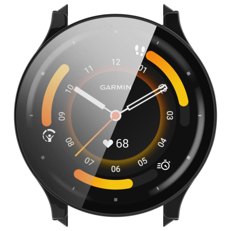 Dark screen watch case with integrated tempered glass film and black PC frame