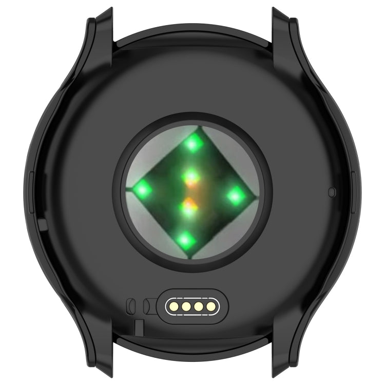 Black PC watch case with integrated tempered glass film, front sensor window view